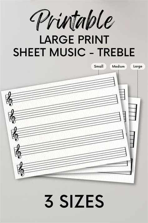 Printable Large Print Blank Sheet Music Treble Clef Manuscript Etsy