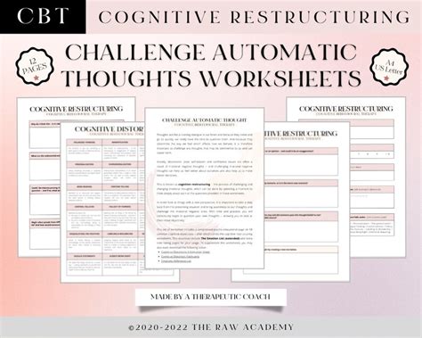 Cognitive Distortion Worksheets Unhelpful Thinking Etsy