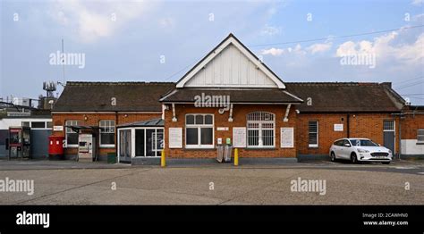 The railway station and booking hall entrance at Station Approach in ...