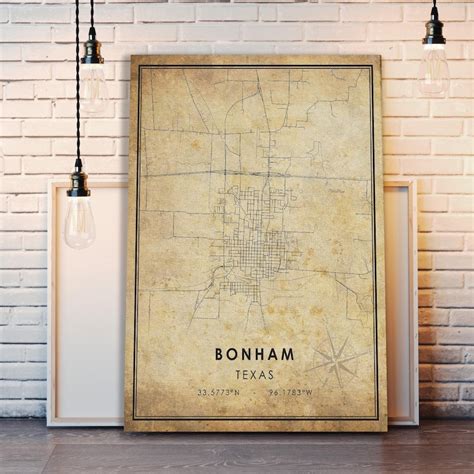 Bonham Map Print Bonham Map Texas Map Art Bonham City - Etsy