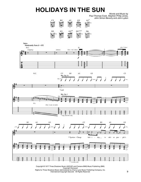 Holidays In The Sun Par Sex Pistols Partitions Pour Tablature Guitare Sur Sheet Music Direct