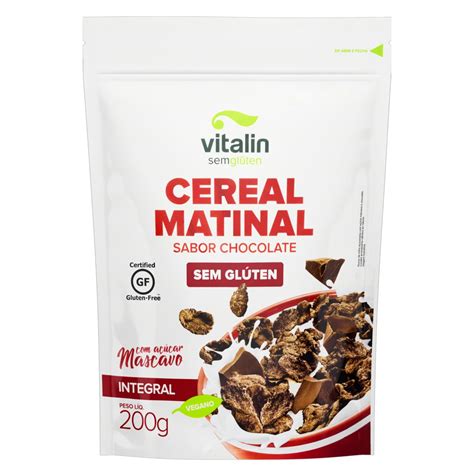 Cereal Matinal Açúcar Mascavo Integral Chocolate sem Glúten Vitalin