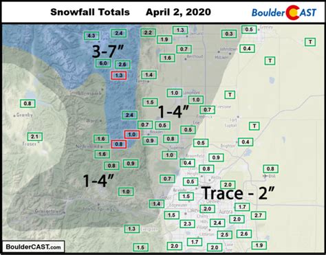 Boulder And Denver Snow Totals April 2 2020 Bouldercast