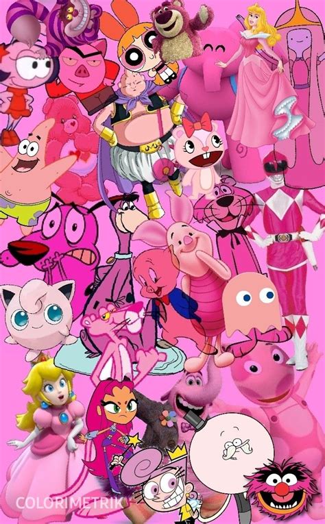 Personajes Por Color Rosa Rosa Pink Characters Pink Characters With Pink Hair Purple