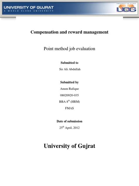 Point Method Job Evaluation Example Evaluation Cognition