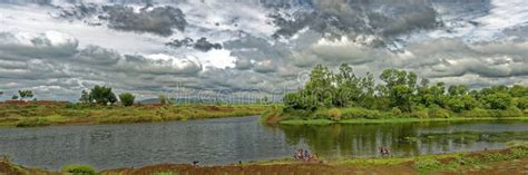 view    rivers confluence  sangli stock photo image