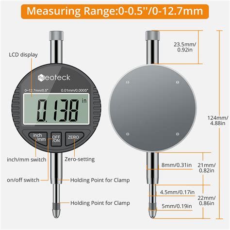 Neoteck Digitale Messuhr 50 160mm Bohrungsmessgerät Innenmeßgerät