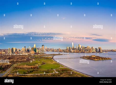 Aerial View Of New York City And Jersey City Skylines Stock Photo Alamy