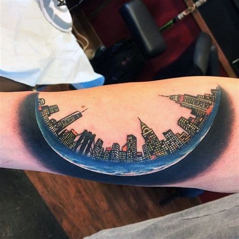 Cool New York Skyline Tattoo Designs For Men