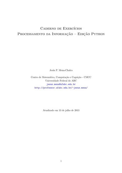 PDF Caderno De Exerc Cios Processamento Da Informac Ao Edic