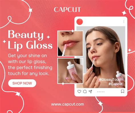 Beauty And Personal Care Lip Gloss Product Display Facebook Post Pink