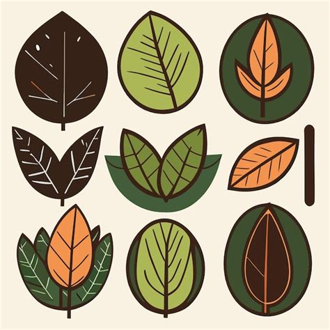 Premium Vector Isolated Rainforest Leaf Icons Flat Vector Design Pack