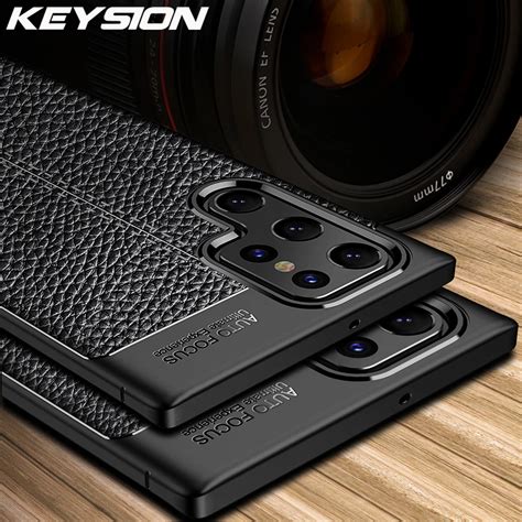 KEYSION Shockproof Case For Samsung S22 Ultra 5G S23 Leather Texture