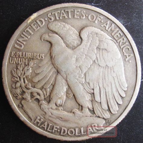 D Walking Liberty Silver Half Dollar As Pictured T