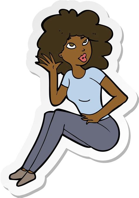 Sticker Of A Cartoon Woman Listening 8445467 Vector Art At Vecteezy