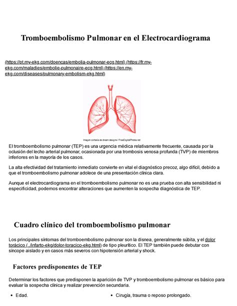 Tromboembolismo Pulmonar En El Electrocardiograma Pt My Ekg Doencas