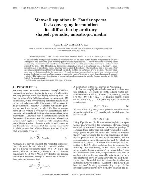 Pdf Maxwell Equations In Fourier Space Fast Converging Formulation