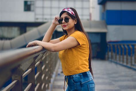 Free Images Eyewear Street Fashion Yellow Jeans Sunglasses