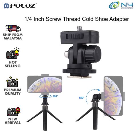 Puluz 1 4 Inch Screw Thread Cold Shoe Tripod Mount Adapter Vlog Live Tripod Phone Holder Mini