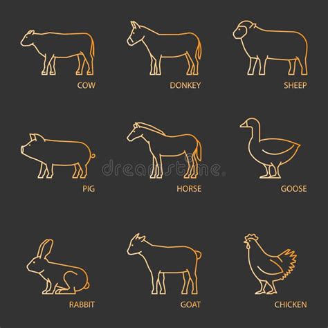 Farm Animal Outlines stock vector. Illustration of donkey - 22625185