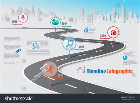 Business Road Map Timeline Infographic City Designed For Abstract