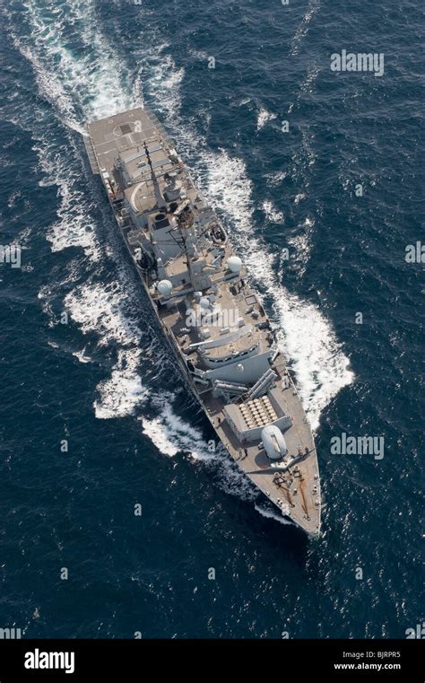 HMS Portland, Royal Navy Type 23 frigate - aerial shot at sea Stock Photo - Alamy