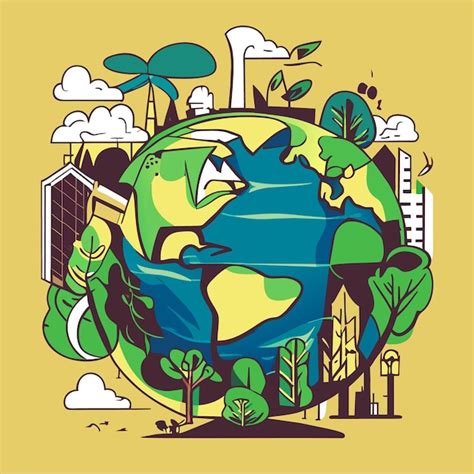 Premium Vector Artistic Climate Change Concept Handdrawn Earth