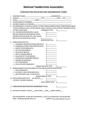 Fillable Online CONVENTION REGISTRATION MEMBERSHIP FORMdocx Fax Email