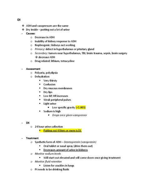 Hormonal Regulation Diabetes Insipidus Siadh Cushing S Disease Addison S Addisonian Crisis