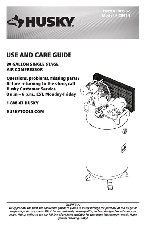 Husky 80 Gallon Air Compressor Parts Manual | Reviewmotors.co