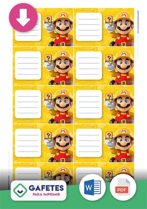 Descarga Gafetes Mario Bros Gafetesparaimprimir