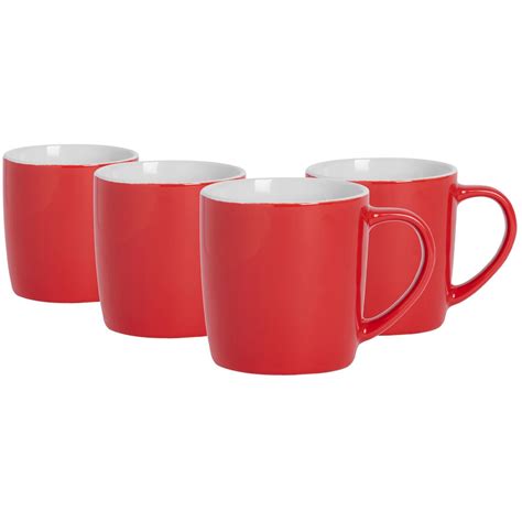 350ml Red Coloured Coffee Mugs Pack