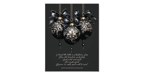 Elegant Black Gold Baubles Luxury Christmas Poem Photo Print Zazzle