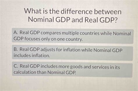 What Is The Difference Between Nominal Gdp And Real Gdp A Real Gdp