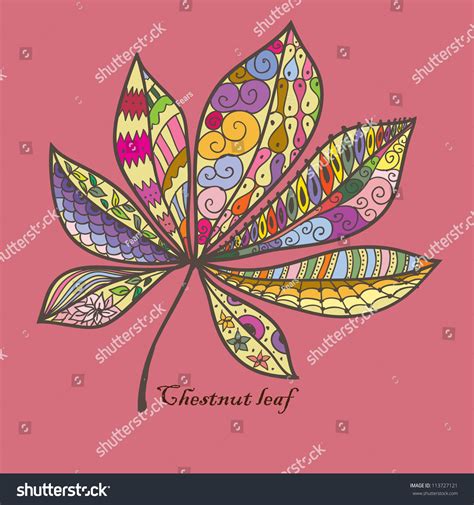 Doodle Textured Chestnut Leaf Stock Vector Royalty Free