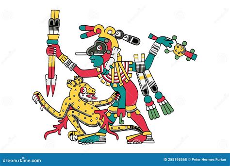 Mixcoatl Hunting a Jaguar, Aztec God of the Hunt, Identified with the ...