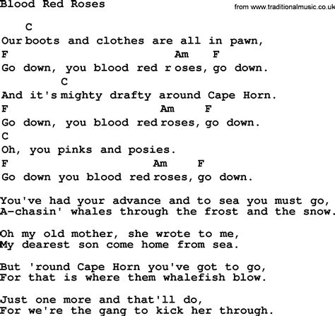 Top Folk And Old Time Songs Collection Blood Red Roses Lyrics