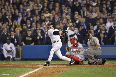 New York Yankees Aaron Boone In Action Hitting Game Winning Home Run