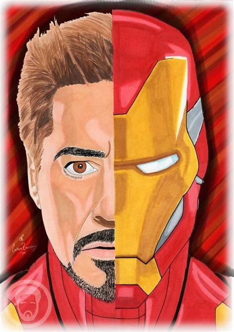 A Tony Stark Iton Man Split Print Etsy Marvel Art Drawings Iron