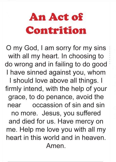 Act Of Contrition Prayers Catholic Sacraments Catholic Prayers