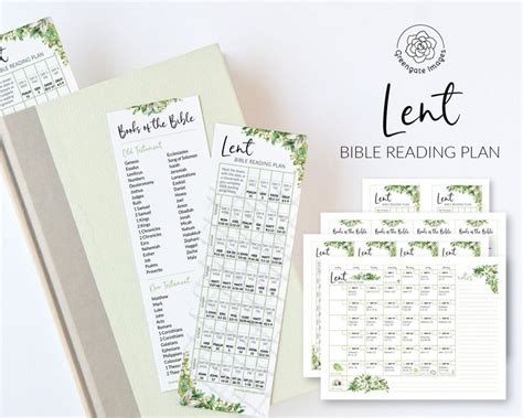 Lent Bible Reading Plan Bookmarks And Calendar Printable Lenten Season