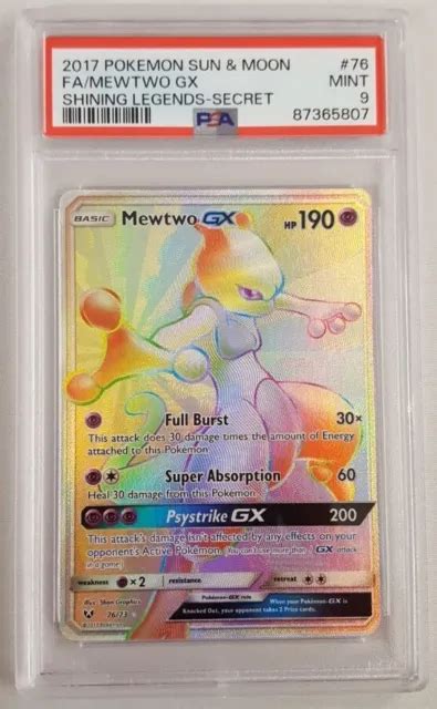 POKEMON CARD MEWTWO GX Full Art Secret Shining Legends Eng PSA 9 MINT