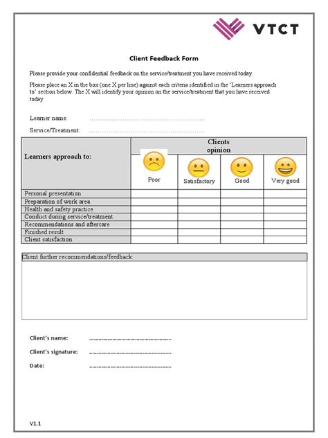 Professional Client Feedback Form Template | PDF