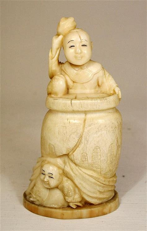 Lot A Japanese Carved Ivory Okimono Meiji Period Depicting A Figure