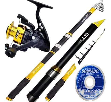 Kit Pesca Praia Pesqueiro Molinete Vara Mts Linha Frete Gr Tis