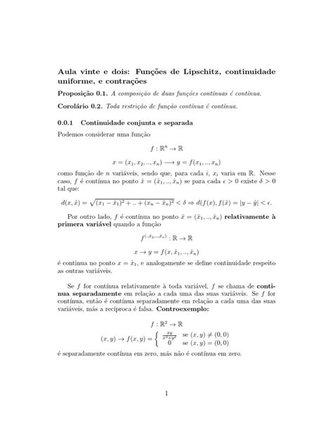 Analise Pdf Função Contínua Função Matemática