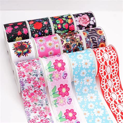 Beautiful Flowers Ribbons Cartoon Grosgrain Satin Ribbon Printed Ribbon