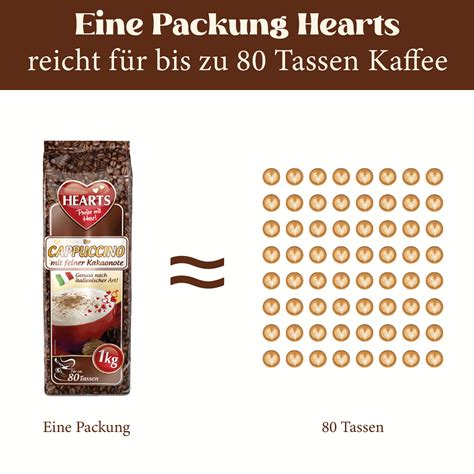 HEARTS Cappuccino Mit Feiner Kakaonote 10 X 1kg Instant Kaffee Pulver