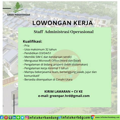 Lowongan Kerja Staff Administrasi Operasional Green Parahyangan