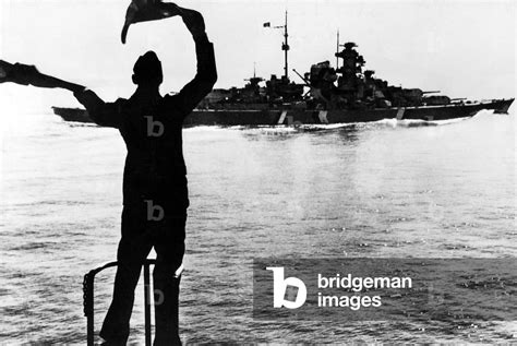 German Battleship Bismarck On The Road To Denmark And Norway 1941 Bw